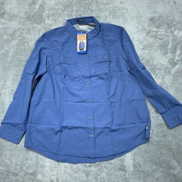 Eddie Bauer Mountain Ripstop Womens Long Sleeve Top Classic Fit Blue L d0552 - Picture 4 of 10